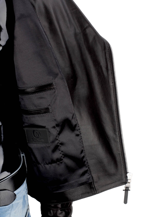 Klasyczna Ramoneska Skórzana Męska z czarnej skóry owczej DORJAN 13.JPG