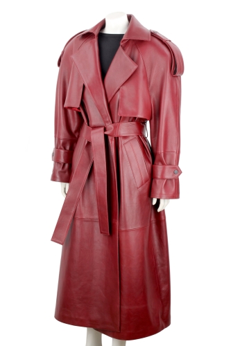 Bordowy płaszcz skórzany damski PREMIUM typu oversize DORJAN 1.JPG