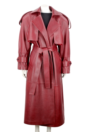 Bordowy płaszcz skórzany damski PREMIUM typu oversize DORJAN 2.JPG