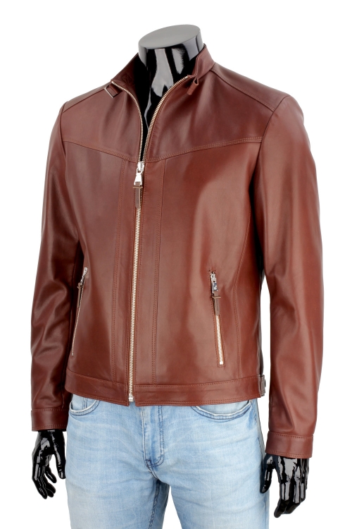 Kurtka męska w stylu biker ze skóry naturalnej DORJAN 1.JPG