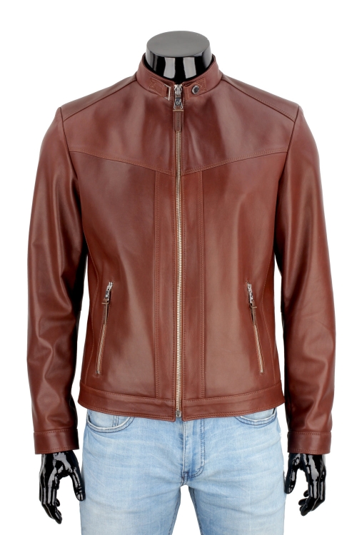 Kurtka męska w stylu biker ze skóry naturalnej DORJAN 3.JPG