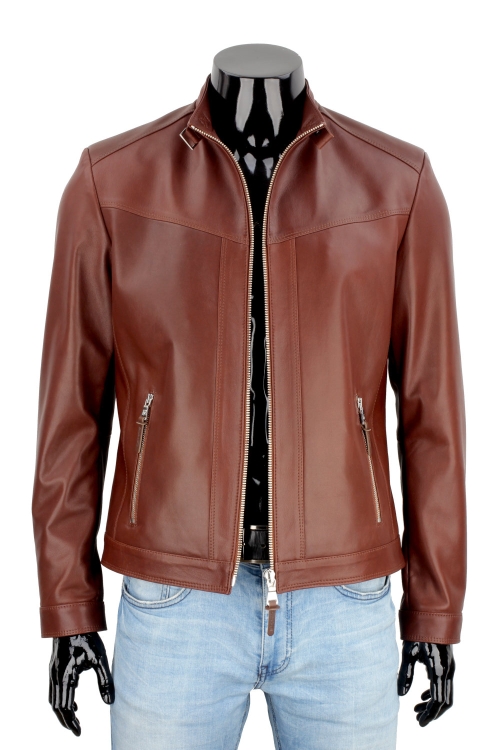 Kurtka męska w stylu biker ze skóry naturalnej DORJAN 4.JPG