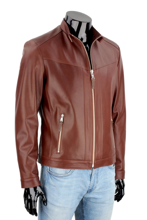 Kurtka męska w stylu biker ze skóry naturalnej DORJAN 5.JPG