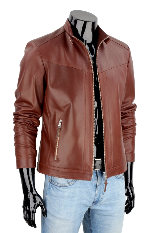 Kurtka męska w stylu biker ze skóry naturalnej DORJAN 8.JPG