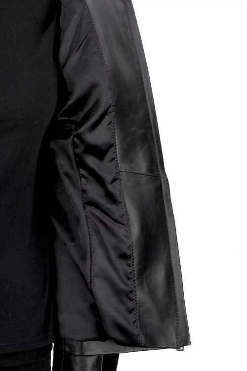 Długa przejściowa kurtka skórzana damska na wiosnę i jesień DORJAN 13.webp