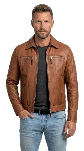 KCR121 1 Jasnobrązowa męska katana skórzana z zapięciem na zamek DORJAN.webp