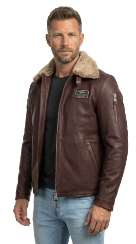 RAD126 3 Pilotka skórzana męska z brązowej skóry naturalnej DORJAN.webp