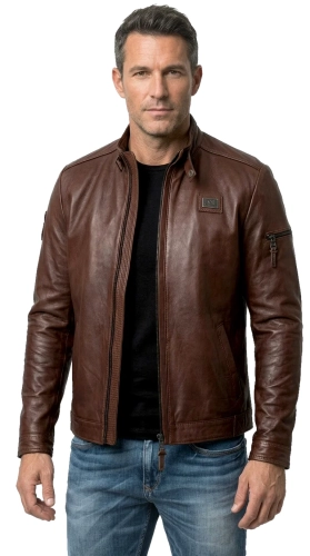 RAFA122A - Ciemnobrązowa kurtka skórzana męska ze skóry owczej DORJAN