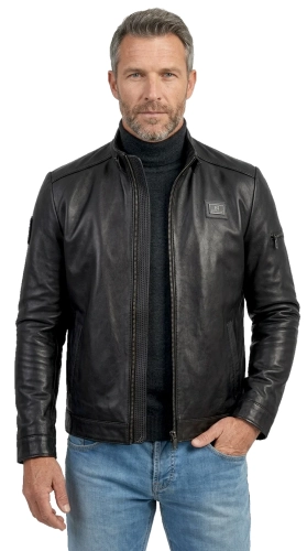RAF450 - Męska kurtka skórzana z czarnej naturalnej skóry licowej DORJAN