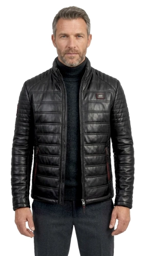 NIK453 - Kurtka skórzana męska uniwersalna z lekkim ociepleniem DORJAN