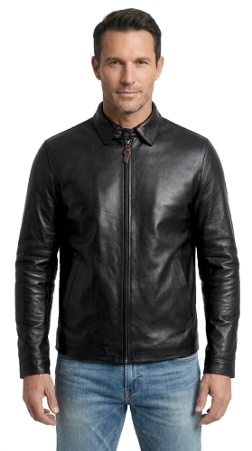 MAT450 - Elegancka kurtka skórzana męska z klasycznym kołnierzem DORJAN