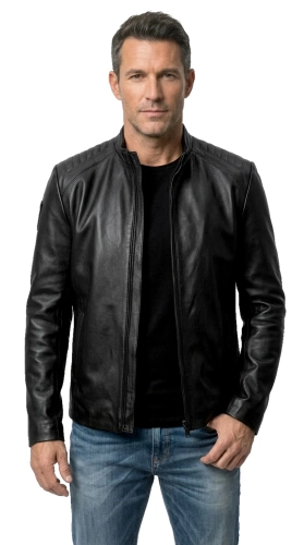 LIS450 - Lekka kurtka skórzana męska z czarnej skóry owczej DORJAN