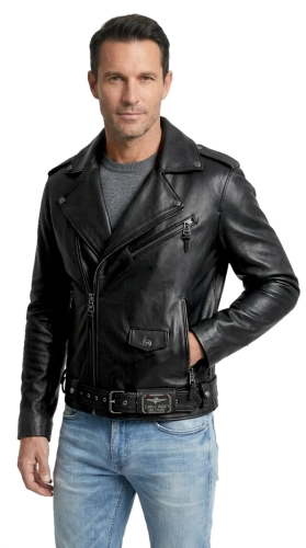 LECH950T - Czarna ramoneska skórzana męska z naturalnej skóry DORJAN