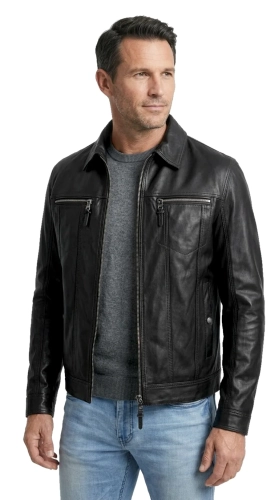 KCR450 - Męska katana skórzana ze skóry naturalnej w klasycznej czerni DORJAN