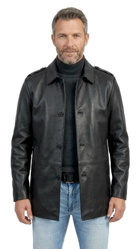 BIL450N -  Płaszcz skórzany męski z naturalnej skóry owczej DORJAN