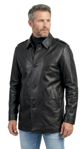 BIL450N - Płaszcz skórzany męski z naturalnej skóry owczej DORJAN