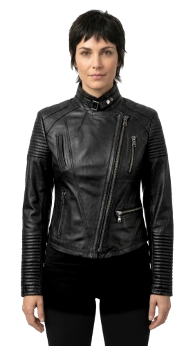 ELI450 - Damska ramoneska skórzana typu biker z czarnej skóry DORJAN