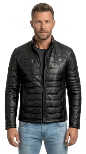 LUI450_1 - Uniwersalna kurtka skórzana męska pikowana Bestseller DORJAN