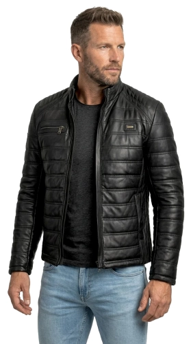LUI450_1 - Uniwersalna kurtka skórzana męska pikowana Bestseller DORJAN