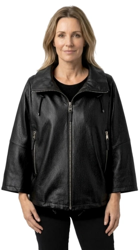 AID951 - Oversizowa damska kurtka skórzana ze skóry naturalnej DORJAN