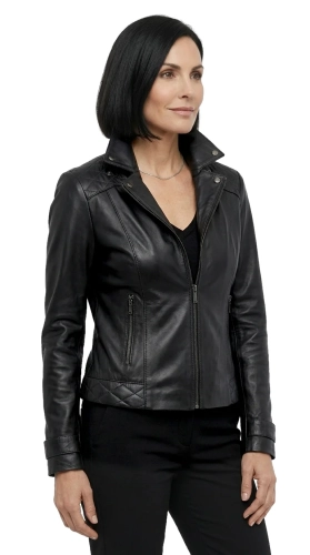 ANI450 - Kurtka skórzana damska w typie ramoneski z czarnej skóry DORJAN