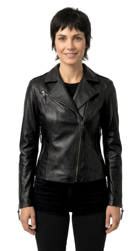 AUR450D - Ramoneska skórzana damska z czarnej skóry owczej DORJAN