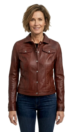 DRI122A - Skórzana katana damska z brązowej owczej skóry DORJAN