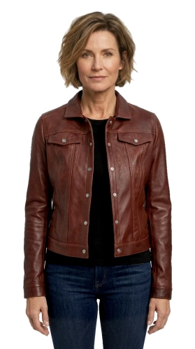 DRI122A - Skórzana katana damska z brązowej owczej skóry DORJAN