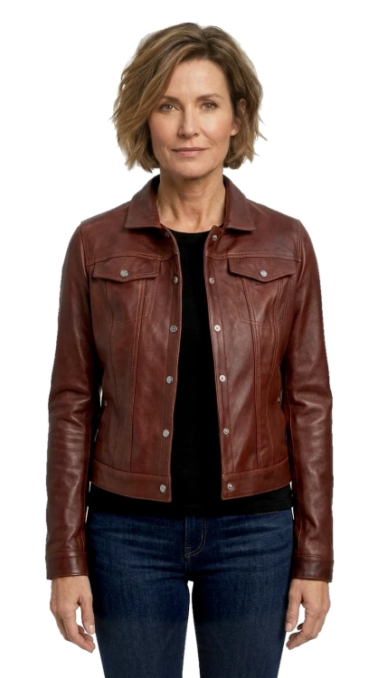 DRI122A - Skórzana katana damska z brązowej owczej skóry DORJAN