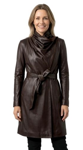 EST123 - Płaszcz skórzany damski z szerokim szalowym kołnierzem DORJAN