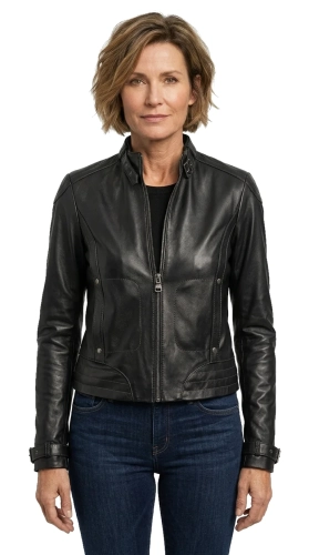 EWA450 - Kurtka skórzana damska biker z naturalnej skóry owczej DORJAN