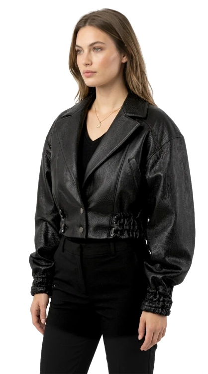 GLA951 - Ekskluzywna kurtka skórzana damska w kroju oversize DORJAN