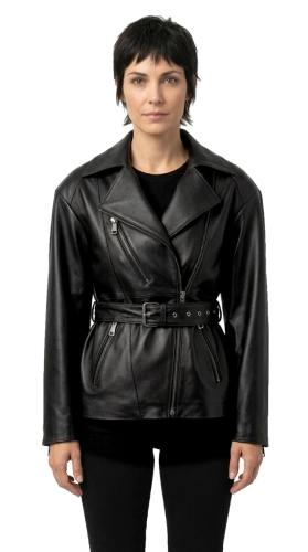 IRA450 - Damska ramoneska skórzana oversize z czarnej skóry owczej DORJAN