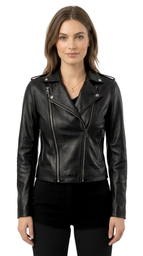 JUL450N - Ramoneska skórzana damska z czarnej skóry owczej DORJAN