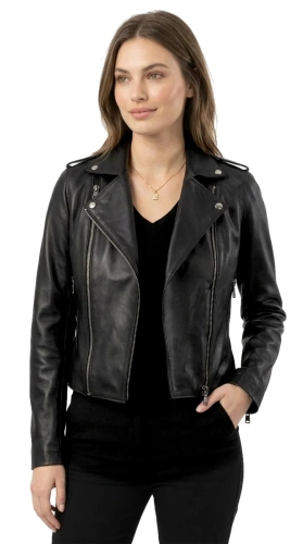 JUL450N - Ramoneska skórzana damska z czarnej skóry owczej DORJAN