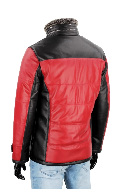 AS411 - Pikowana kurtka skórzana męska z dwóch kolorów skóry DORJAN 6.webp