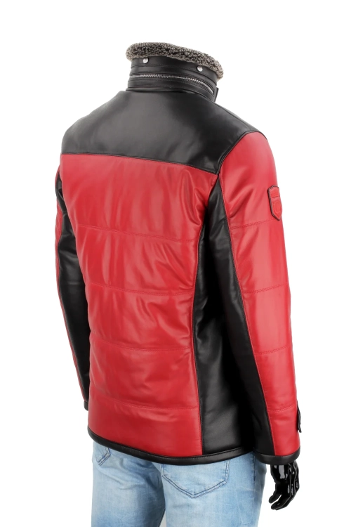 AS411 - Pikowana kurtka skórzana męska z dwóch kolorów skóry DORJAN 7.webp