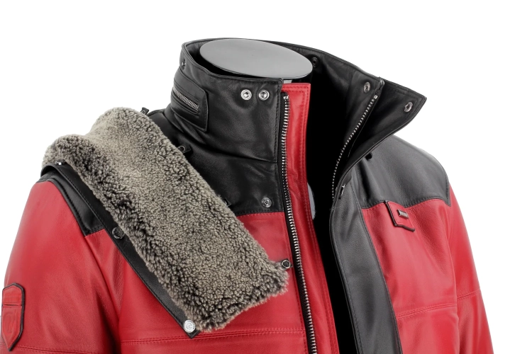 AS411 - Pikowana kurtka skórzana męska z dwóch kolorów skóry DORJAN 12.webp