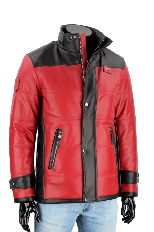 AS411 - Pikowana kurtka skórzana męska z dwóch kolorów skóry DORJAN 13.webp