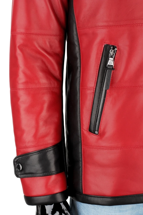 AS411 - Pikowana kurtka skórzana męska z dwóch kolorów skóry DORJAN 15.webp