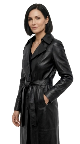 KRND450 - Długi płaszcz skórzany damski z czarnej skóry naturalnej DORJAN