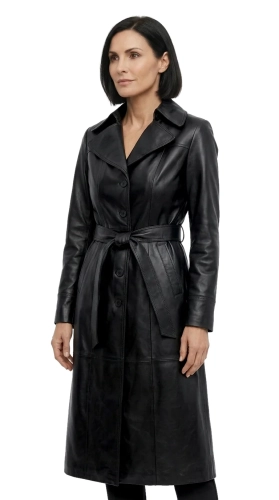 KRND450 - Długi płaszcz skórzany damski z czarnej skóry naturalnej DORJAN