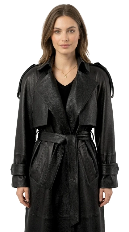 LIL951 - Płaszcz skórzany damski oversize z naturalnej skóry PREMIUM DORJAN