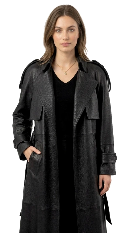 LIL951 - Płaszcz skórzany damski oversize z naturalnej skóry PREMIUM DORJAN