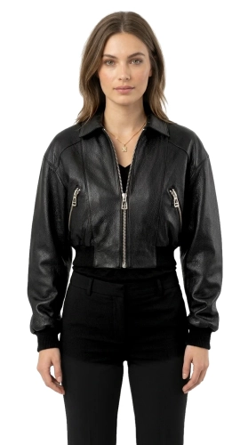 OTI951 - Kurtka skórzana damska oversize ze ściągaczami DORJAN