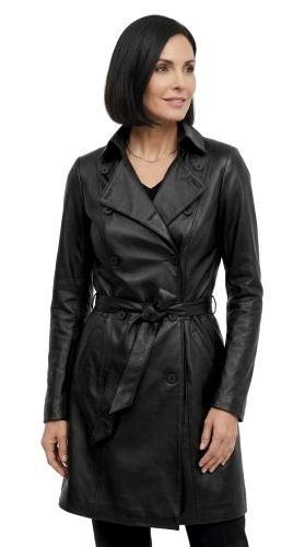 WIA450 - Dwurzędowy płaszcz skórzany damski wiązany paskiem DORJAN