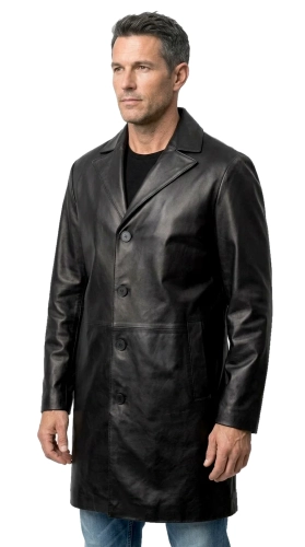 JARO450 - Elegancki płaszcz skórzany męski jednorzędowy do połowy uda DORJAN