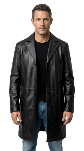 JARO450 - Elegancki płaszcz skórzany męski jednorzędowy do połowy uda DORJAN