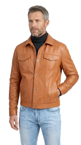 KTM088 - Lekka katana skórzana męska zapinana na napy DORJAN