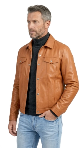 KTM088 - Lekka katana skórzana męska zapinana na napy DORJAN